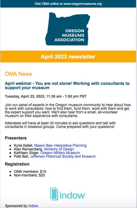 Image of OMA April 2023 newsletter